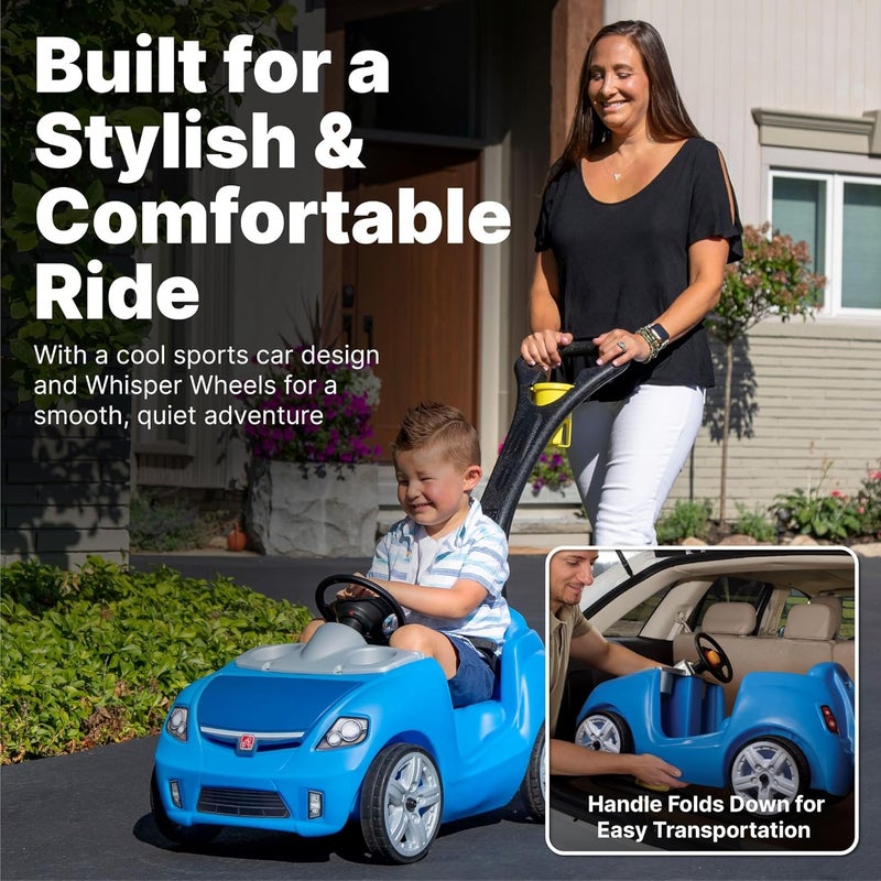 Step2 Whisper Ride II, Single Seater Kids Push Car, Easy to Store Ride On Toy with Seatbelt, Horn and Storage Trunk, Suitable for Children both Boys and Girls Aged 18m and Above, Blue - Image 2
